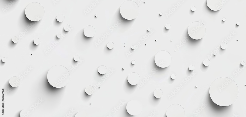 Poster tiny hand-drawn circles in soft grey, scattered randomly on a white background for a playful yet sub