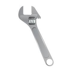 A detailed adjustable wrench displayed against a white background. Vector illustration