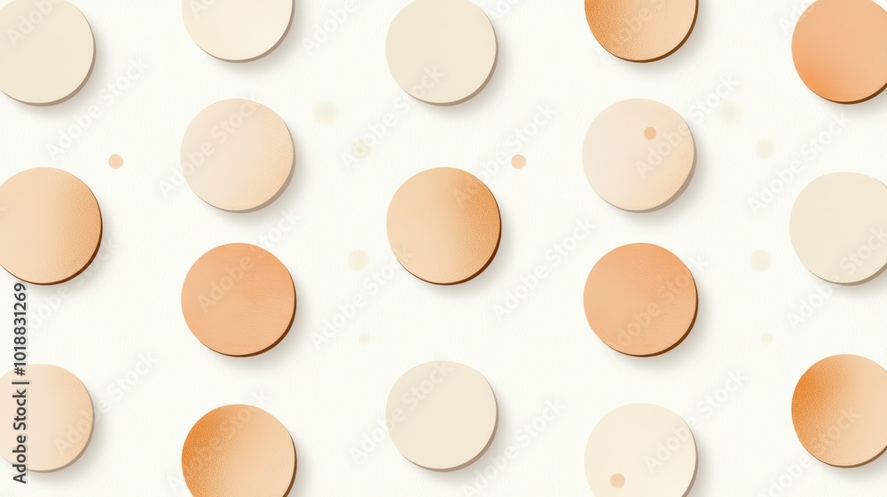 Poster Tiny polka dots in subtle shades of cream and peach, evenly spaced on a soft pastel background for a minimal look