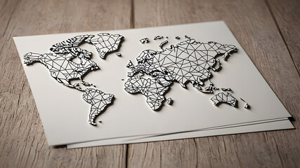 Continent world map. Outline World Map Background. Global network connection.