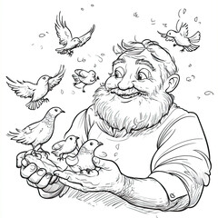 Obraz premium Beautiful Pigeon Coloring Page, Grey Bird Colouring Design for Your Corporate Books and Business Graphic Resource or Creative Project, Ai Generative