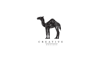 Camel, animal black vector icon white background