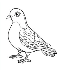 Obraz premium Beautiful Pigeon Coloring Page, Grey Bird Colouring Design for Your Corporate Books and Business Graphic Resource or Creative Project, Ai Generative