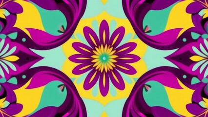 A colorful kaleidoscope with a beautiful purple flower at center