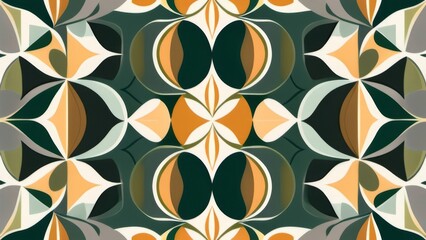A bright kaleidoscope of circles and leaves on a green background.