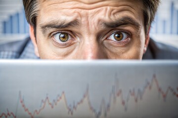 Worried businessman analyzing chart facing uncertainty in business recession