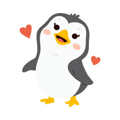 Vector illustration cute doodle baby penguin for digital stamp,greeting card,sticker,icon,design