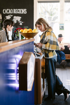 Ordering coffee on phone