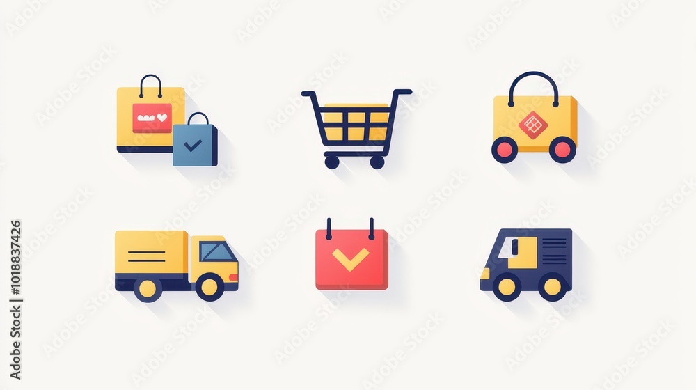 Wall mural e-commerce icons for online shopping