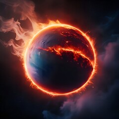 planet in flames. excellent digital space artwork