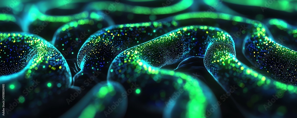Poster a vibrant abstract representation featuring glowing curves and textures, showcasing an enchanting mi