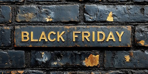 Red brick wall with black lettering BLACK FRIDAY. Sales concept