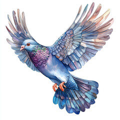 Obraz premium Beautiful Pigeon Watercolor Clipart, Grey Bird Colored Design for Your Corporate and Business Graphic Resource or Creative Project, Ai Generative