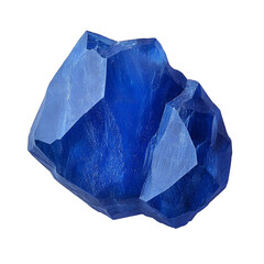 Faceted Blue Crystal with Smooth Edges on Transparent Background