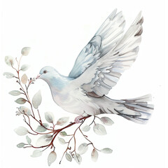 Beautiful Pigeon Watercolor Clipart, Grey Bird Colored Design for Your Corporate and Business Graphic Resource or Creative Project, Ai Generative