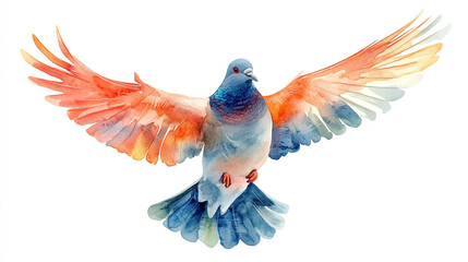Beautiful Pigeon Watercolor Clipart, Grey Bird Colored Design for Your Corporate and Business Graphic Resource or Creative Project, Ai Generative