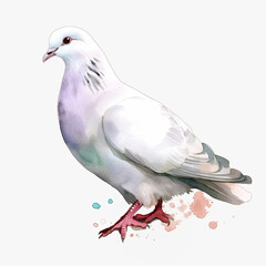 Beautiful Pigeon Watercolor Clipart, Grey Bird Colored Design for Your Corporate and Business Graphic Resource or Creative Project, Ai Generative