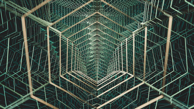 An hexagonal tunnel of technology.