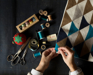 Mending a pillowcase