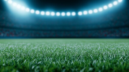 Football stadium lights shining on a packed crowd with a homecoming banner, school spirit celebration theme 