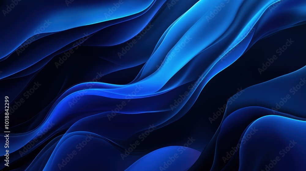Poster abstract blue waves create a smooth, flowing texture, evoking calm and serenity.