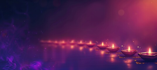 Elegant Diwali Email Footer with Diyas Illuminating a Dark Background for Corporate Design