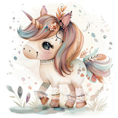 Beautiful Wallpaper with a Pony Design, Ideal Horse Poster or Graphic Resource for Creative Project, Ai Generative