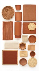 Fototapeta premium Cozy brown aesthetic mood board featuring coffee, cookies, and soft textiles for a warm, inviting ambiance