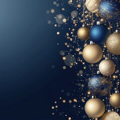 Blue and gold abstract background and bokeh on new year's eve.
