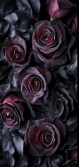 Gothic elegance captured in dark moody roses with rich crimson petals and deep shadows for smartphone wallpaper