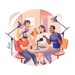 Broadcasting studio illustration in flat style