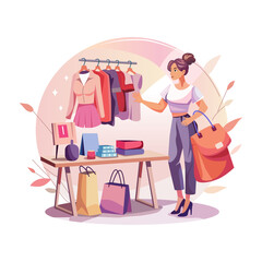 Woman shopping illustration in flat style 