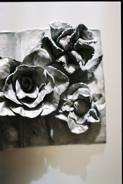 Black Ceramic Piece Of Book With Flowers