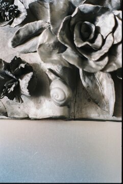 Black Ceramic Piece Of Book With Flowers