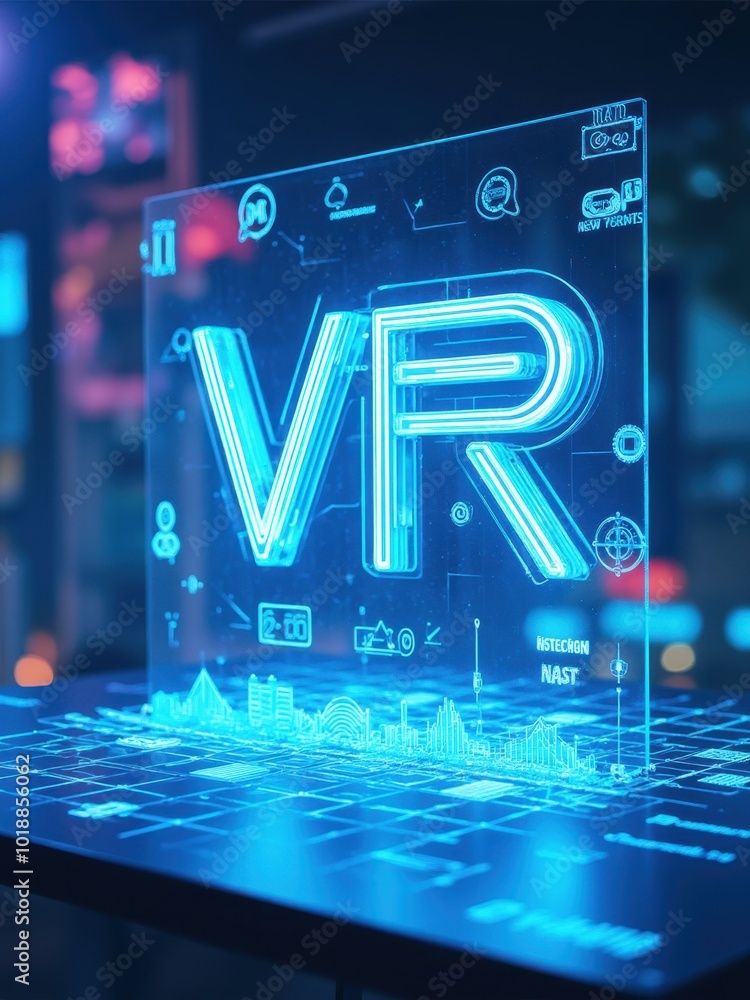 Poster dynamic vr scene with neon elements