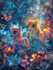 Beautiful Wallpaper with a Pony Design, Ideal Horse Poster or Graphic Resource for Creative Project, Ai Generative