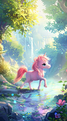 Beautiful Wallpaper with a Pony Design, Ideal Horse Poster or Graphic Resource for Creative Project, Ai Generative