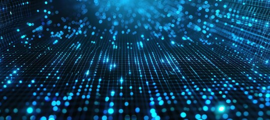 Obraz premium Futuristic High-Tech Blue Pixel Grid for Digital Products and Cybersecurity Promotions