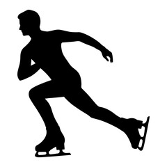 Silhouette of figure skater performing routine on ice. vector illustration
