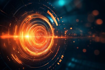 Sci fi futuristic abstract background with system techno screen elements and light effects. Exploring space .generative ai