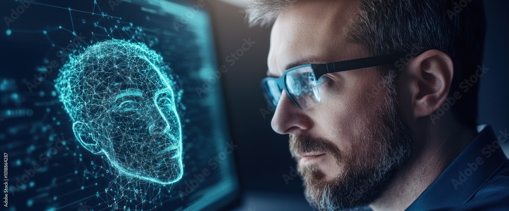 Aufkleber exploring the intersection of artificial intelligence and human perception in digital faces