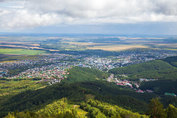 Belokurikha aerial view. Rural Russian landscape photography