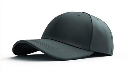 Obraz premium Gray Baseball Cap Isolated on White Background, Mockup for Green Baseball Cap Design Featuring a Stylish Gray Running Hat, Ideal for Hip Hop Fashion and Promotional Use.
