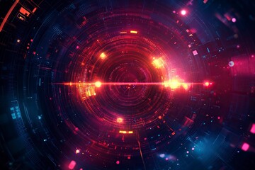 Obraz premium Sci fi futuristic abstract background with system techno screen elements and light effects. Exploring space .generative ai
