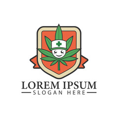 Modern retro vintage style cannabis logo template