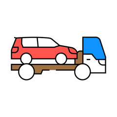 towing service car mechanic line icon vector. towing service car mechanic sign. isolated symbol illustration