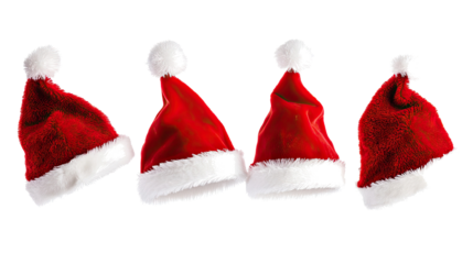 Festive Christmas Santa Hats Collection Isolated on a White Background Generative AI