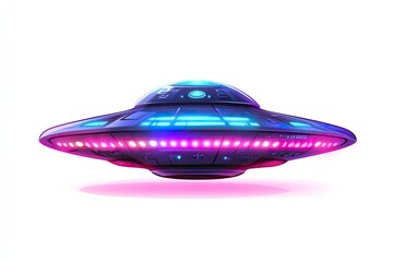 ufo space flying saucer alien ship luminous vector illustration isolated on white background -.generative ai