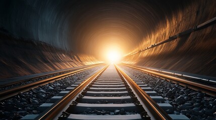 Fototapeta premium Light at the End of a Train Tunnel