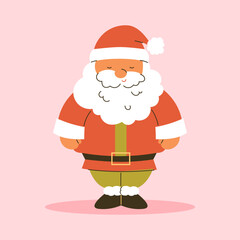 Cartoon santa claus in flat style on white background